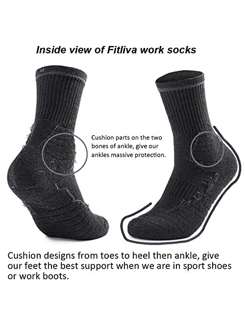 Fitliva Work Socks for Men Cotton Cushioned Boot Socks (6 Pairs)