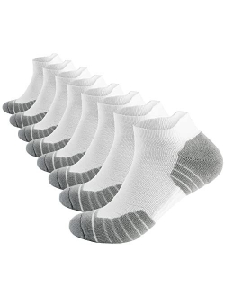 SOCKSLAND Cushioned Running Socks 8 Pairs, Cotton Athletic Ankle Socks With Arch Compression, Low Cut Sport Socks 6-9/9-12