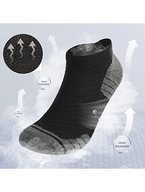 SOCKSLAND Cushioned Running Socks 8 Pairs, Cotton Athletic Ankle Socks With Arch Compression, Low Cut Sport Socks 6-9/9-12