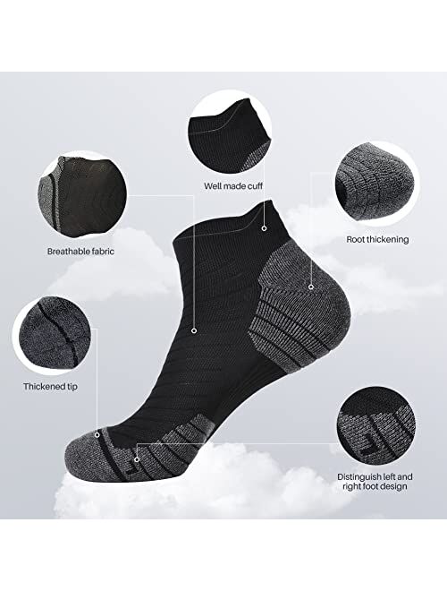 SOCKSLAND Cushioned Running Socks 8 Pairs, Cotton Athletic Ankle Socks With Arch Compression, Low Cut Sport Socks 6-9/9-12