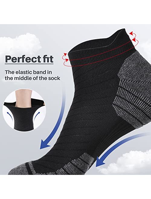 SOCKSLAND Cushioned Running Socks 8 Pairs, Cotton Athletic Ankle Socks With Arch Compression, Low Cut Sport Socks 6-9/9-12