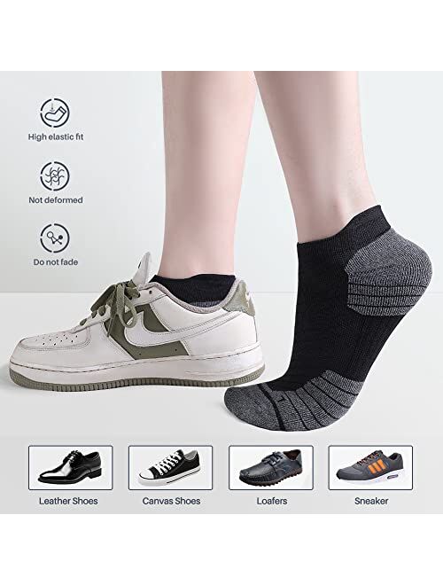 SOCKSLAND Cushioned Running Socks 8 Pairs, Cotton Athletic Ankle Socks With Arch Compression, Low Cut Sport Socks 6-9/9-12