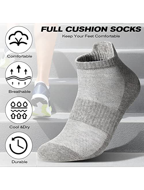 Janmercy 24 Pairs Ankle Athletic Running Socks Breathable Low Cut Sports Tab Socks Soft Cotton Socks for Women Men