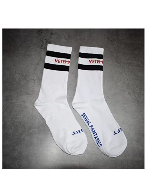 NNROOXLF 2-Pair Vetements Socks for Aldult Classic Letter Print Crew Socks