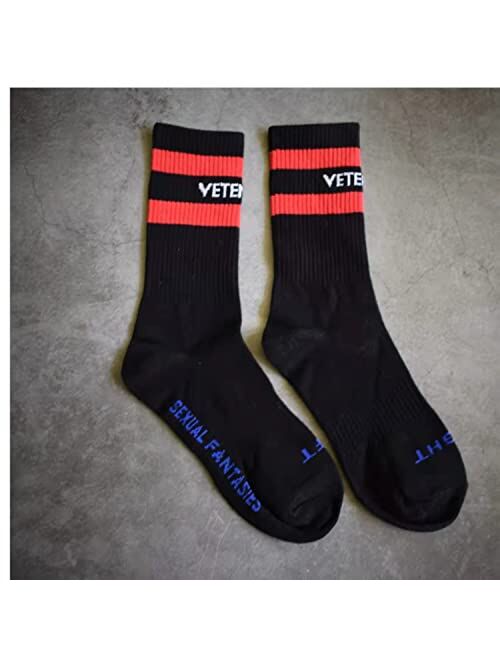 NNROOXLF 2-Pair Vetements Socks for Aldult Classic Letter Print Crew Socks