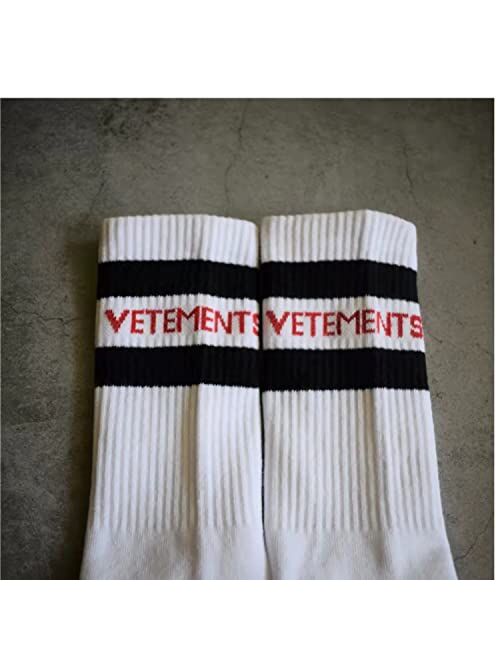 NNROOXLF 2-Pair Vetements Socks for Aldult Classic Letter Print Crew Socks