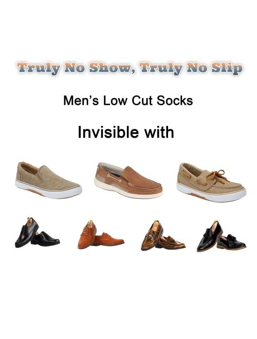 FOOT AMAZING Mens No Show Socks, Low Cut Ankle Socks with Non Slip Grips, 6 Pack Invisible Liner Sock for Loafer Sneakers, Size 10-13