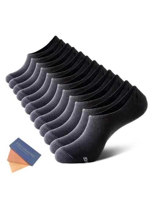 FOOT AMAZING Mens No Show Socks, Low Cut Ankle Socks with Non Slip Grips, 6 Pack Invisible Liner Sock for Loafer Sneakers, Size 10-13