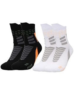 PAIXUN Mens Compression Socks For Men 100% Cotton Athletic Running Workout Size 6-12 No Show Low Cut Ankle Crew Socks