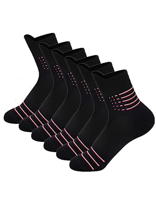 PAIXUN Mens Compression Socks For Men 100% Cotton Athletic Running Workout Size 6-12 No Show Low Cut Ankle Crew Socks