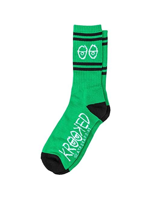 Krooked Skateboards Eyes Green/Black/White Crew Socks - One Size fits Most