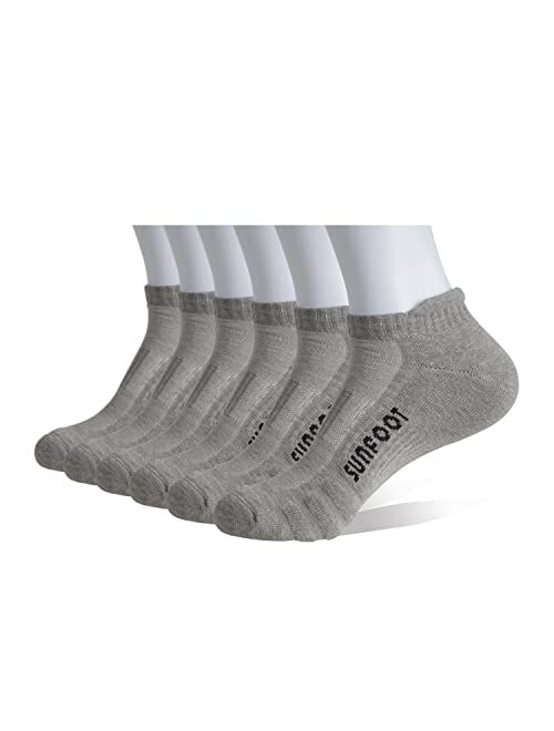 SUNFOOT Ankle Socks Athletic Compression Cushioned Mesh Ventilating Breathable Low Cut No Show Unisex Running Socks 3 Pack