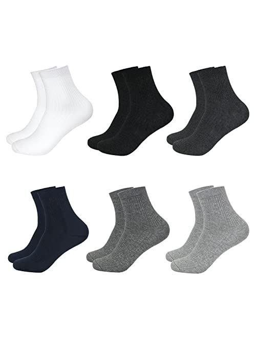 BOMOOMOO Men Casual Cotton Quarter Socks withe Lycra, Ankle Fashion Socks for Leather Dress Shoes Size 6-12, 6 Pairs