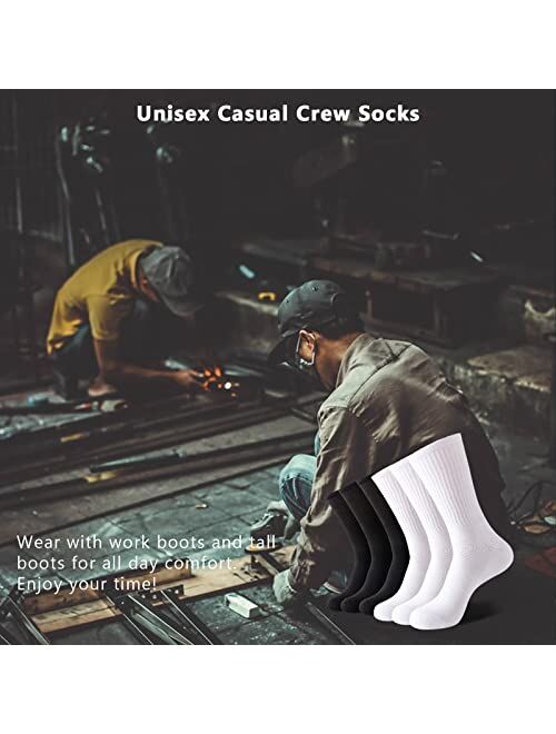 Eastroll Crew Socks Performance Cushioned Athletic Socks for Men and Women (6 Pairs)