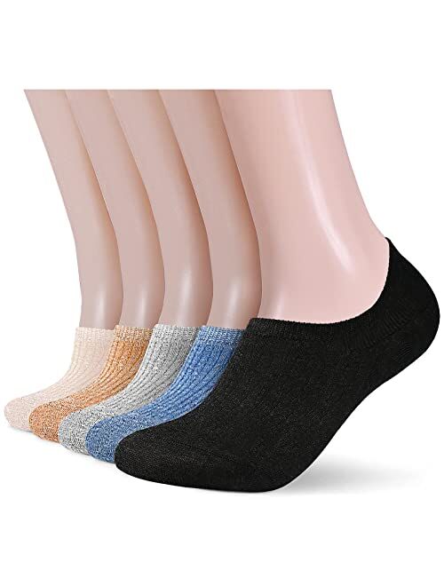 Robately Men Invisible No Show Socks Low Cut Ankle Socks Men Short Socks 5 Pairs