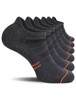 CS CELERSPORT 6 Pack Men's Running Ankle Socks with Cushion, Low Cut Athletic Sport Tab Socks