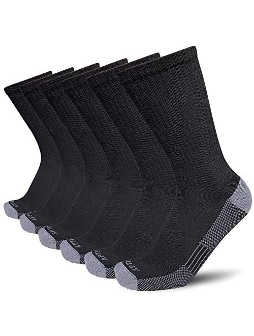 APTYID Men's Moisture Control Cushioned Crew Work Boot Socks (4-6 Pairs)