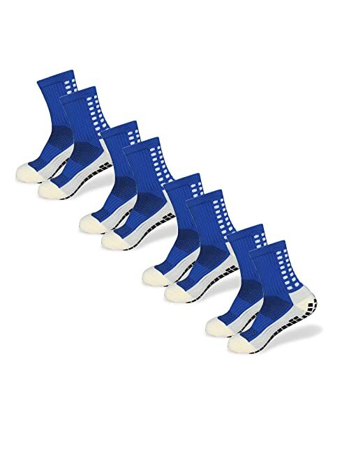 Yufree Men's Soccer Socks Anti Slip Non Slip Grip Pads for Football Basketball Sports Grip Socks, 4 Pair