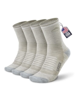 Samsox 2 Pack Merino Wool Hiking Socks, Made in USA, Moisture Wicking Micro Crew Cushion Socks for Men & Women