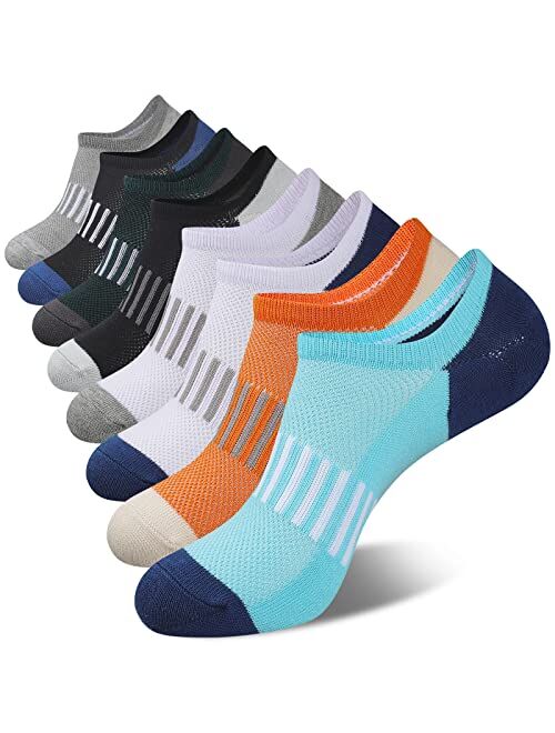 Heatuff 8 Pairs Mens Cotton No Show Socks Non-Slip Low Cut Breathable Casual Boat Liner Socks