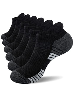 TANSTC Mens Socks, 6 Pairs Anti-Blister Cushioned Breathable Running Cotton Socks, Athletic Ankle Sports Socks