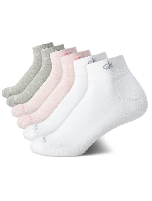 Calvin Klein Women's Athletic Sock - Cushion Quarter Cut Ankle Socks (6 Pack)