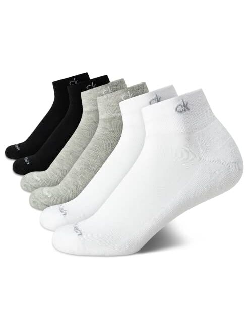 Calvin Klein Women's Athletic Sock - Cushion Quarter Cut Ankle Socks (6 Pack)