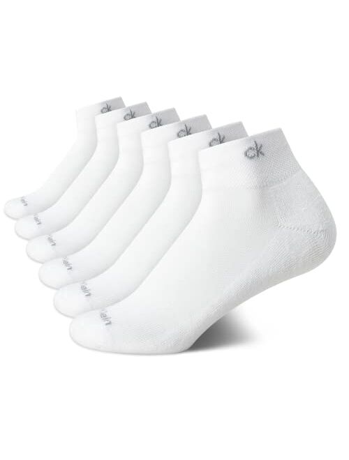 Calvin Klein Women's Athletic Sock - Cushion Quarter Cut Ankle Socks (6 Pack)