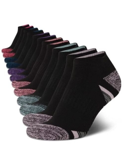 Women's Low Cut Moisture Control Athletic Socks with Cushioned Comfort (12 Pack) (Black Multi, Shoe Size: 4-10)