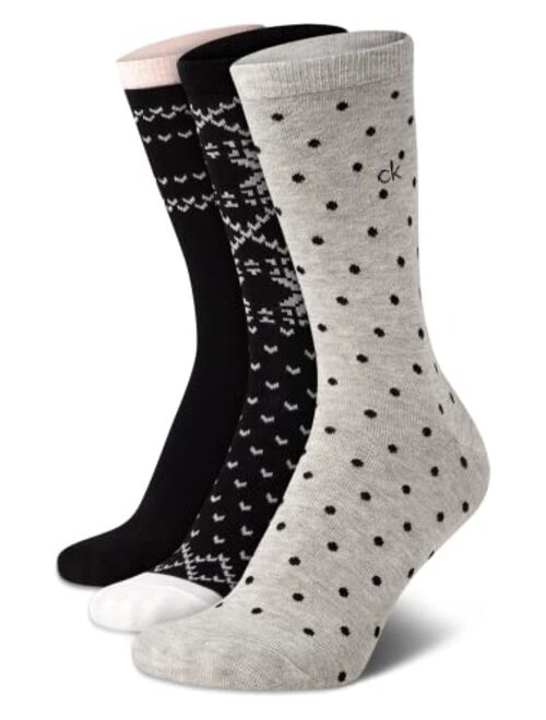 Calvin Klein Women's Dress Socks - Lightweight Crew Sock, Crystal Gift Box (3 Pack)