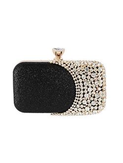 FIVE FLOWER Womens Crystal Evening Clutch Bag Wedding Purse Bridal Prom Handbag Party Bag