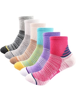 J.Wmeet Women's Athletic Ankle Socks Quarter Cushioned Running Socks Hiking Performance Sport Cotton Socks 6 Pack