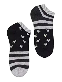 Earlymemb Unisex American Flag Star Striped Crew Socks 4th of July Independence Day Patriotic USA Low Cut Socks