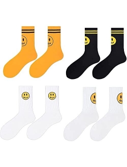 Generic Drew House Socks 4 Pairs Fashion Athletic Smiley Face Socks Casual Couples Hip Hop Socks for Men Women Teens