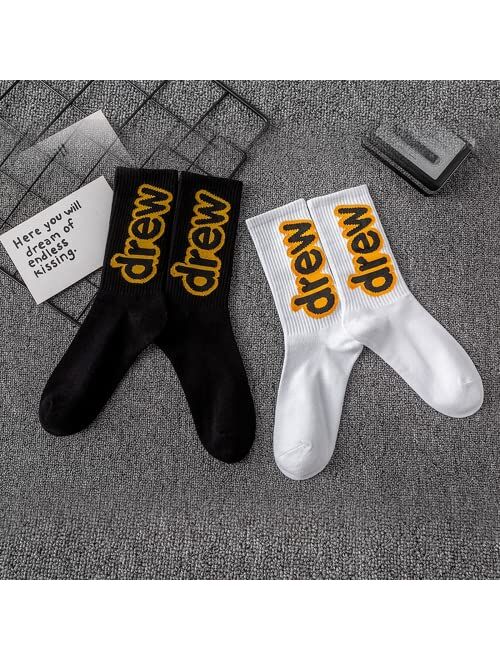 Generic Drew House Socks 4 Pairs Fashion Athletic Smiley Face Socks Casual Couples Hip Hop Socks for Men Women Teens