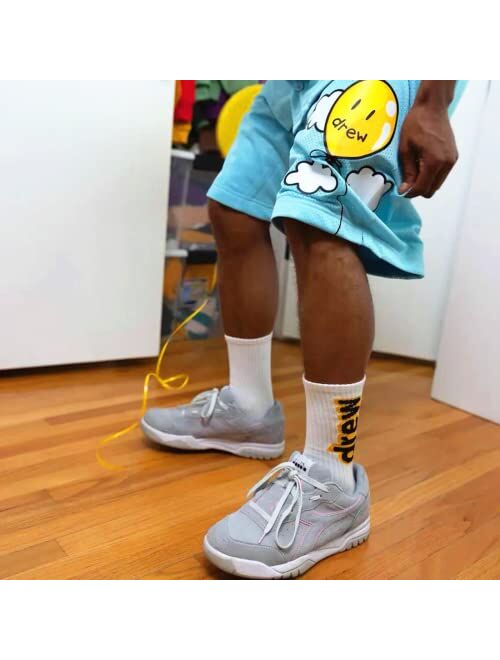 Generic Drew House Socks 4 Pairs Fashion Athletic Smiley Face Socks Casual Couples Hip Hop Socks for Men Women Teens