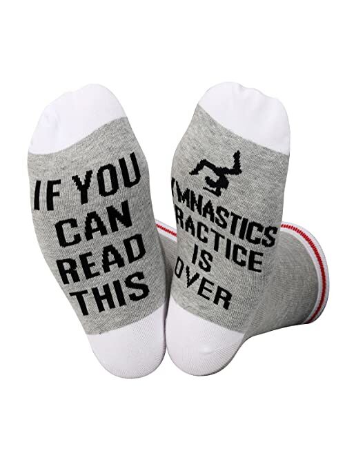 ZJXHPO Gymnast Gift If You Can Read This Gymnastics Practice Is Over Sock Gymnastics Coach Sock Gift Gymnast Lover Gift