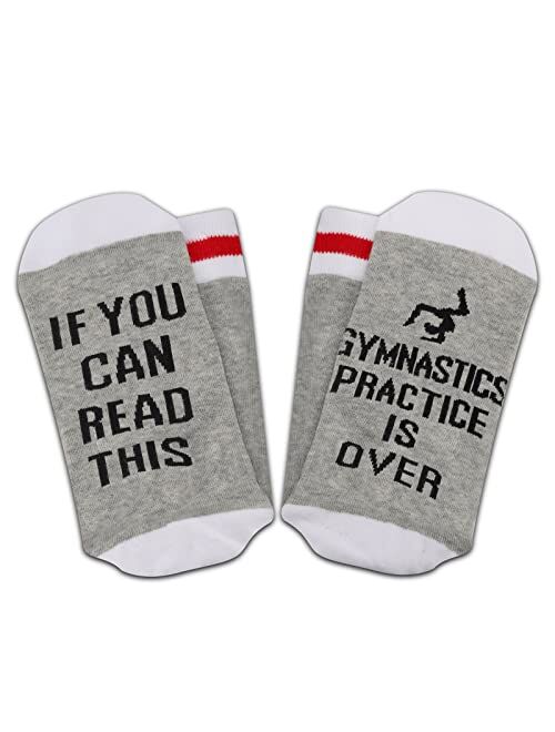 ZJXHPO Gymnast Gift If You Can Read This Gymnastics Practice Is Over Sock Gymnastics Coach Sock Gift Gymnast Lover Gift