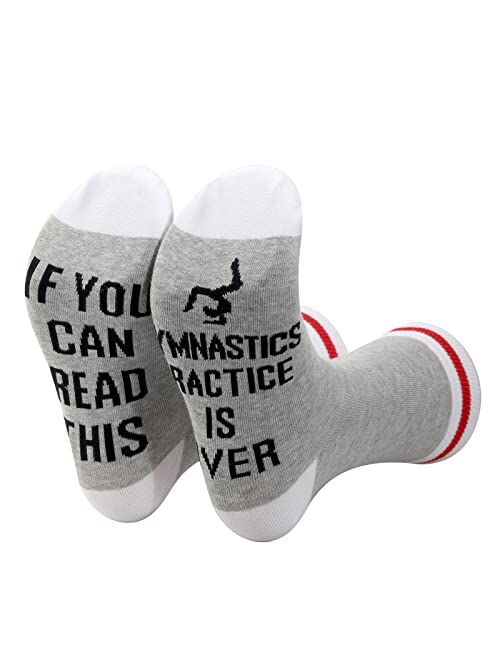 ZJXHPO Gymnast Gift If You Can Read This Gymnastics Practice Is Over Sock Gymnastics Coach Sock Gift Gymnast Lover Gift