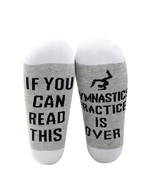 ZJXHPO Gymnast Gift If You Can Read This Gymnastics Practice Is Over Sock Gymnastics Coach Sock Gift Gymnast Lover Gift