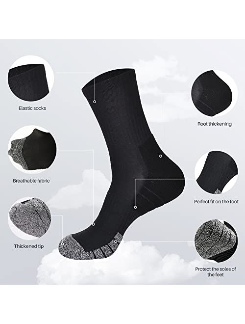 SOCKSLAND Cotton Half Cushioned Crew Work Boot Socks 8 Pairs Athletic Socks With Arch Compression for Men & Women 6-9/9-12