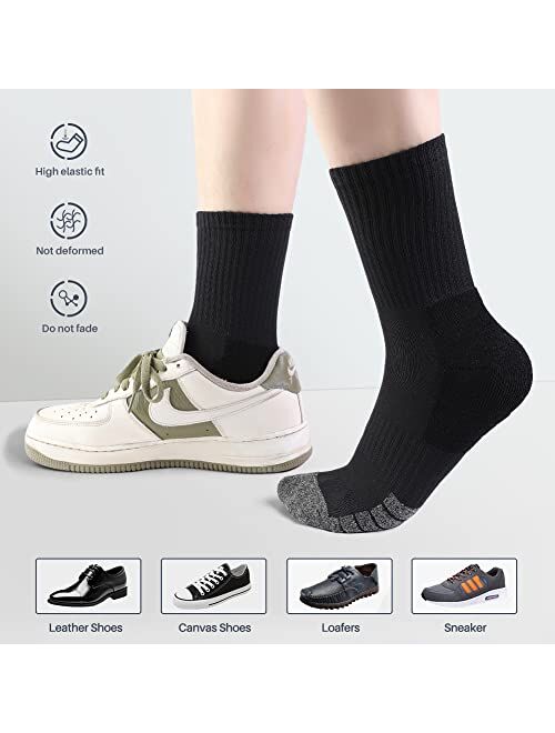 SOCKSLAND Cotton Half Cushioned Crew Work Boot Socks 8 Pairs Athletic Socks With Arch Compression for Men & Women 6-9/9-12