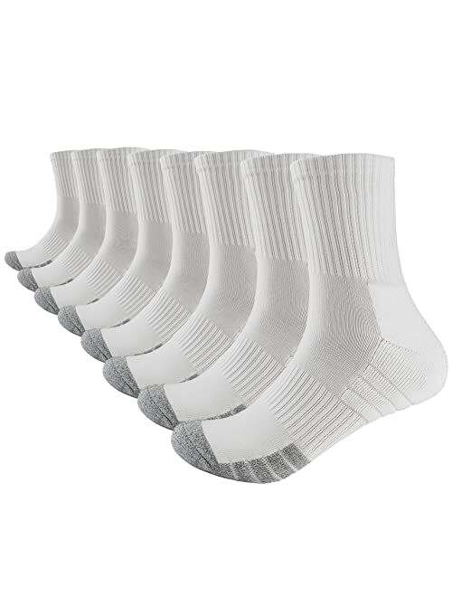 SOCKSLAND Cotton Half Cushioned Crew Work Boot Socks 8 Pairs Athletic Socks With Arch Compression for Men & Women 6-9/9-12