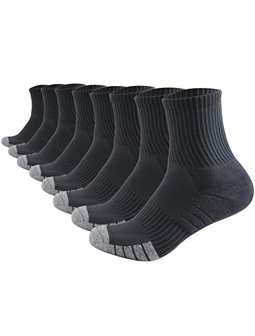 SOCKSLAND Cotton Half Cushioned Crew Work Boot Socks 8 Pairs Athletic Socks With Arch Compression for Men & Women 6-9/9-12