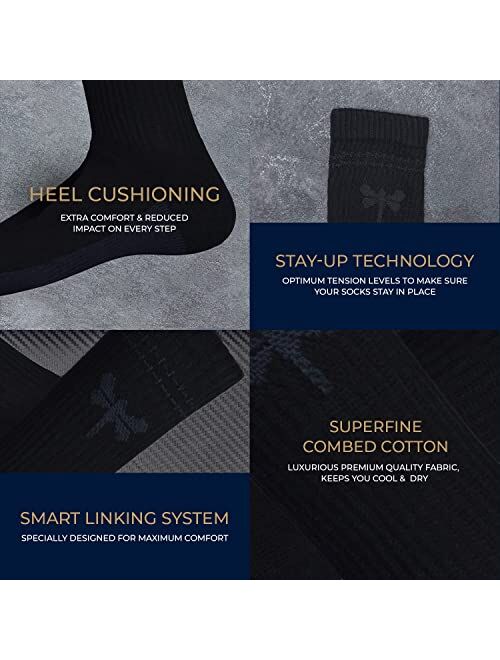 THE VILLAIN INSIDE Villain Inside Contra Dragon Fly, Combed Cotton Crew Socks for Men, Silver Infused Premium Athleisure Socks