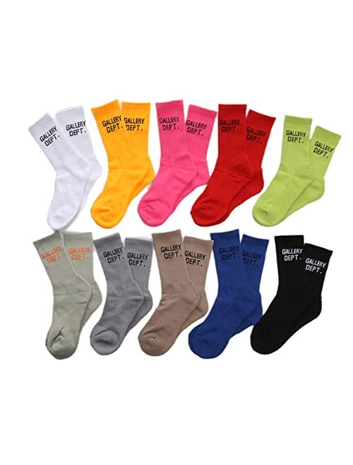 KQNFFN 10 Pairs GALLERY DEPT Socks Unisex Crew Socks GD Trend Hip Hop Compression socks Athletic Mid length Couple Tube Socks