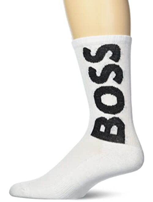 Hugo Boss mens Solid Big Logo Ribbed Socks