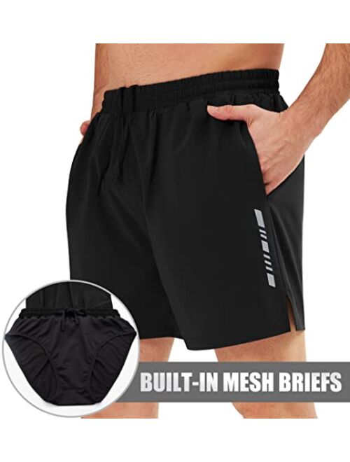 Ewedoos Running Shorts for Men 5 Inch Inseam Shorts Men Athletic Gym Workout Shorts Men with Zipper Pockets Lightweight