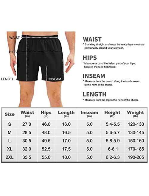 Ewedoos Running Shorts for Men 5 Inch Inseam Shorts Men Athletic Gym Workout Shorts Men with Zipper Pockets Lightweight