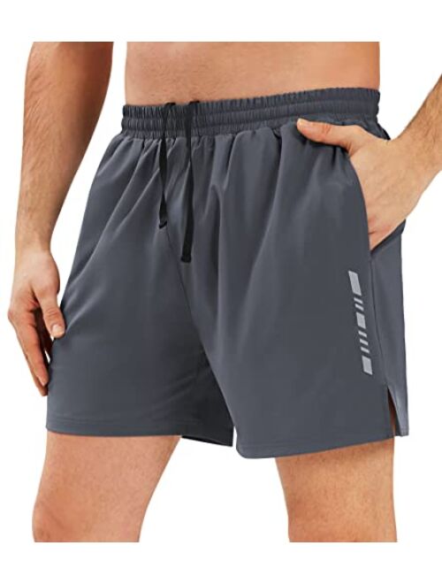 Ewedoos Running Shorts for Men 5 Inch Inseam Shorts Men Athletic Gym Workout Shorts Men with Zipper Pockets Lightweight